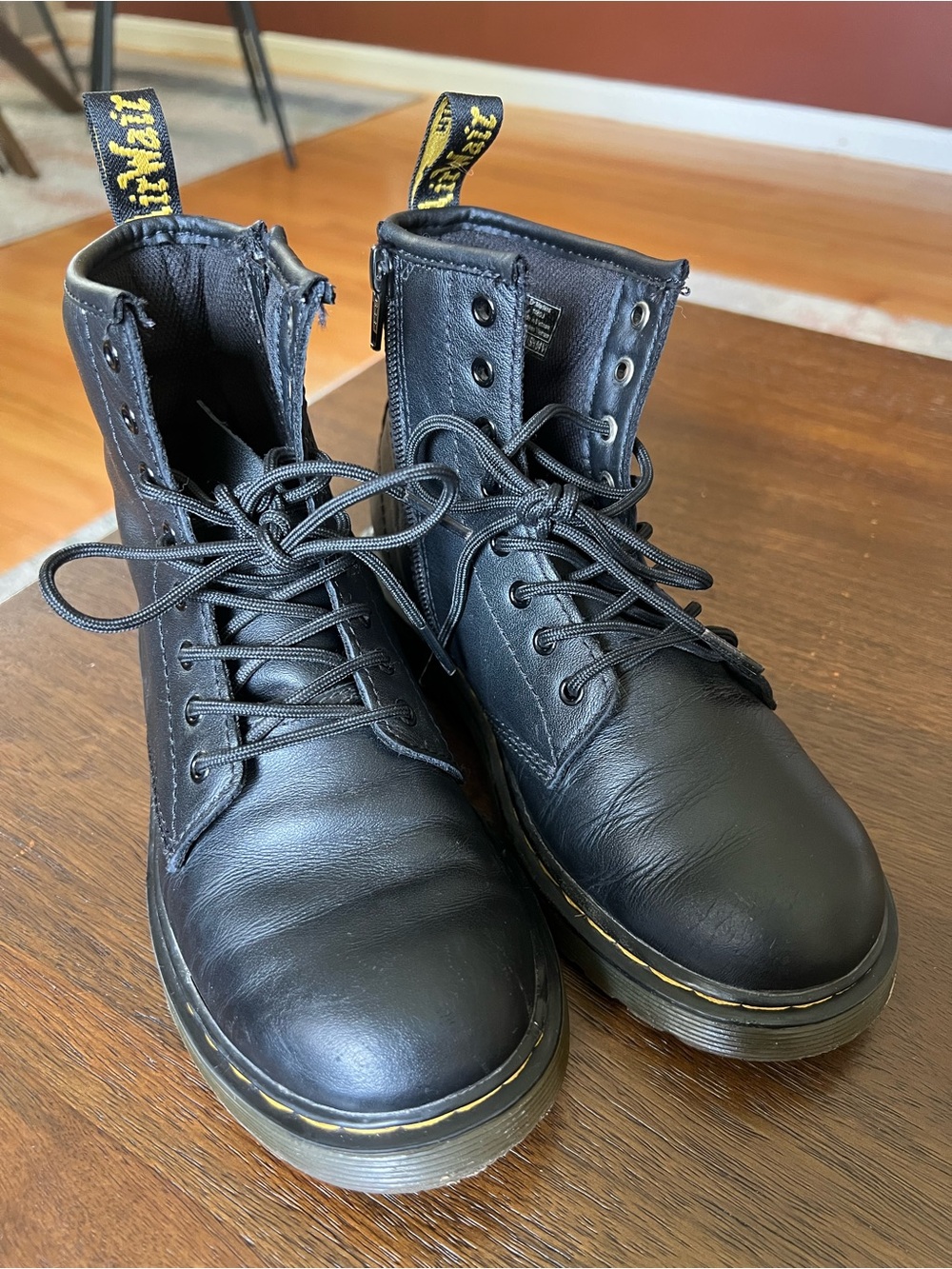 Kid’s Size 3 Dr. Martens Black Leather Lace-Up Boots